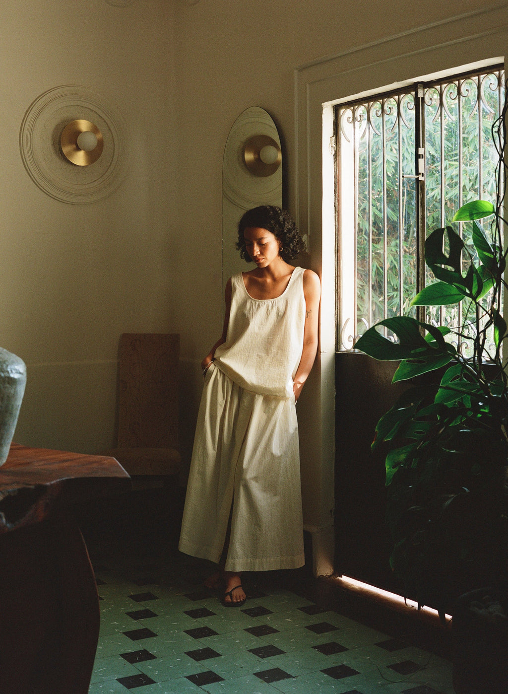 Ananda Skirt, Textured Organic Poplin, Parchment