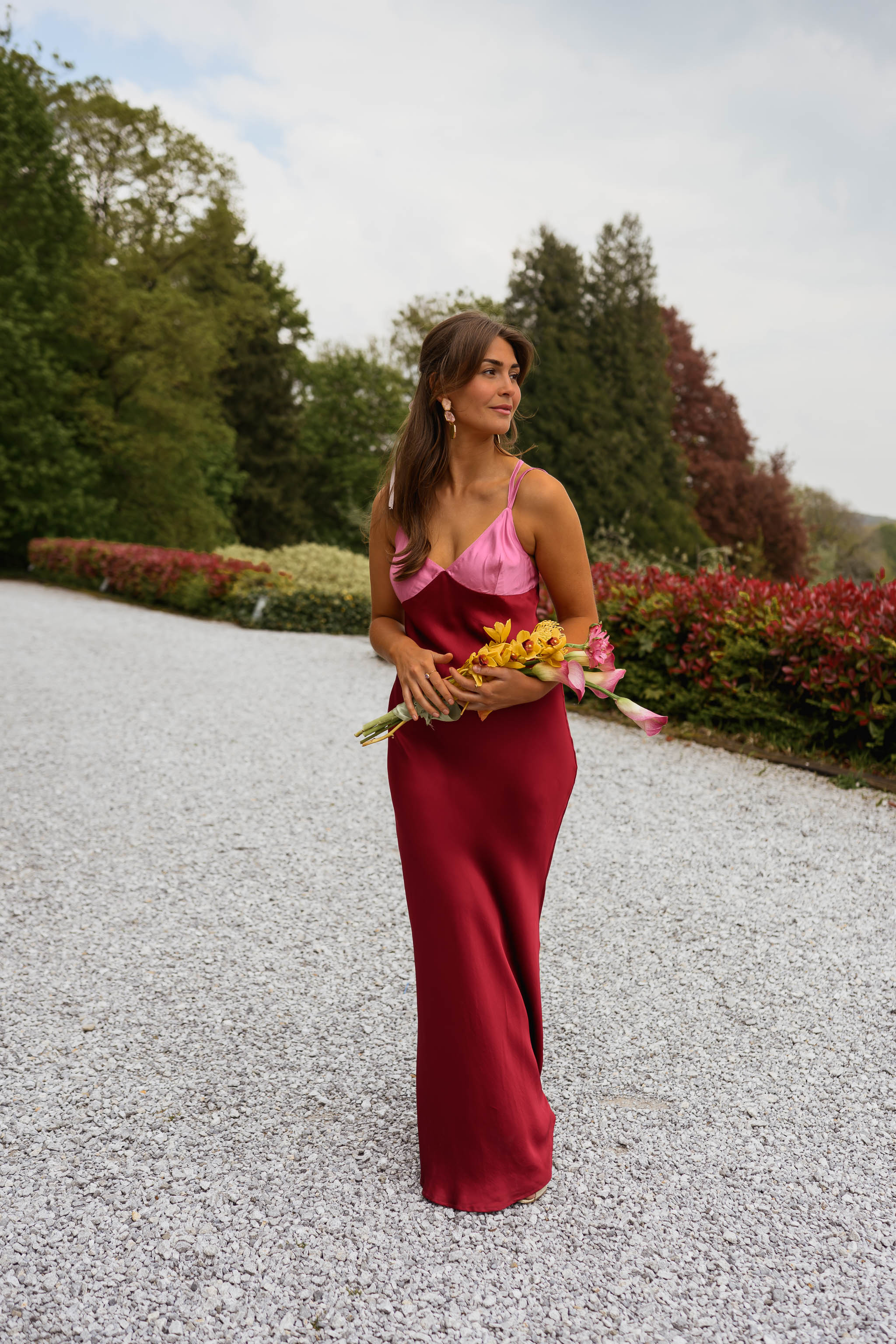 Pink And Burgundy Farah Dress