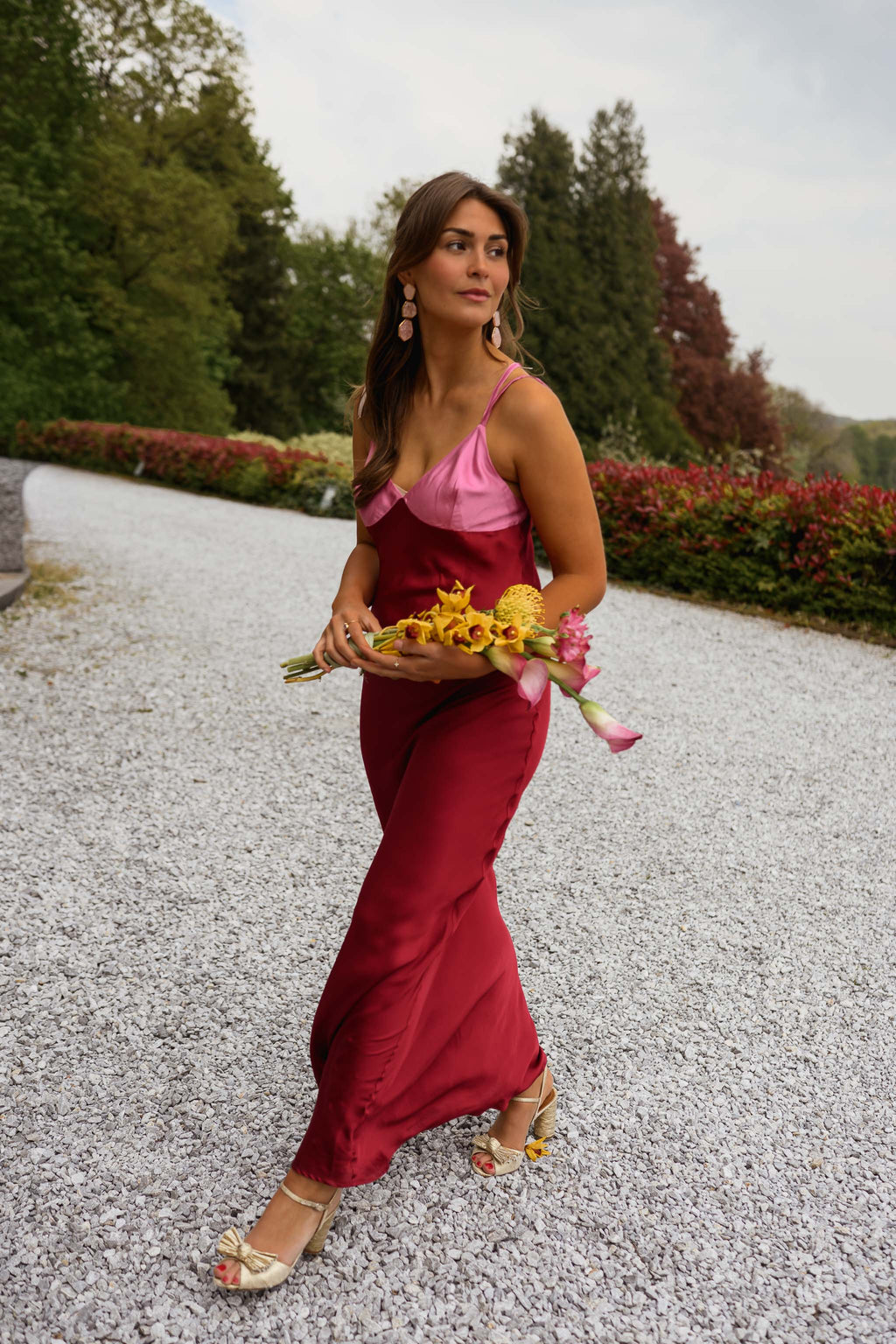 Pink And Burgundy Farah Dress