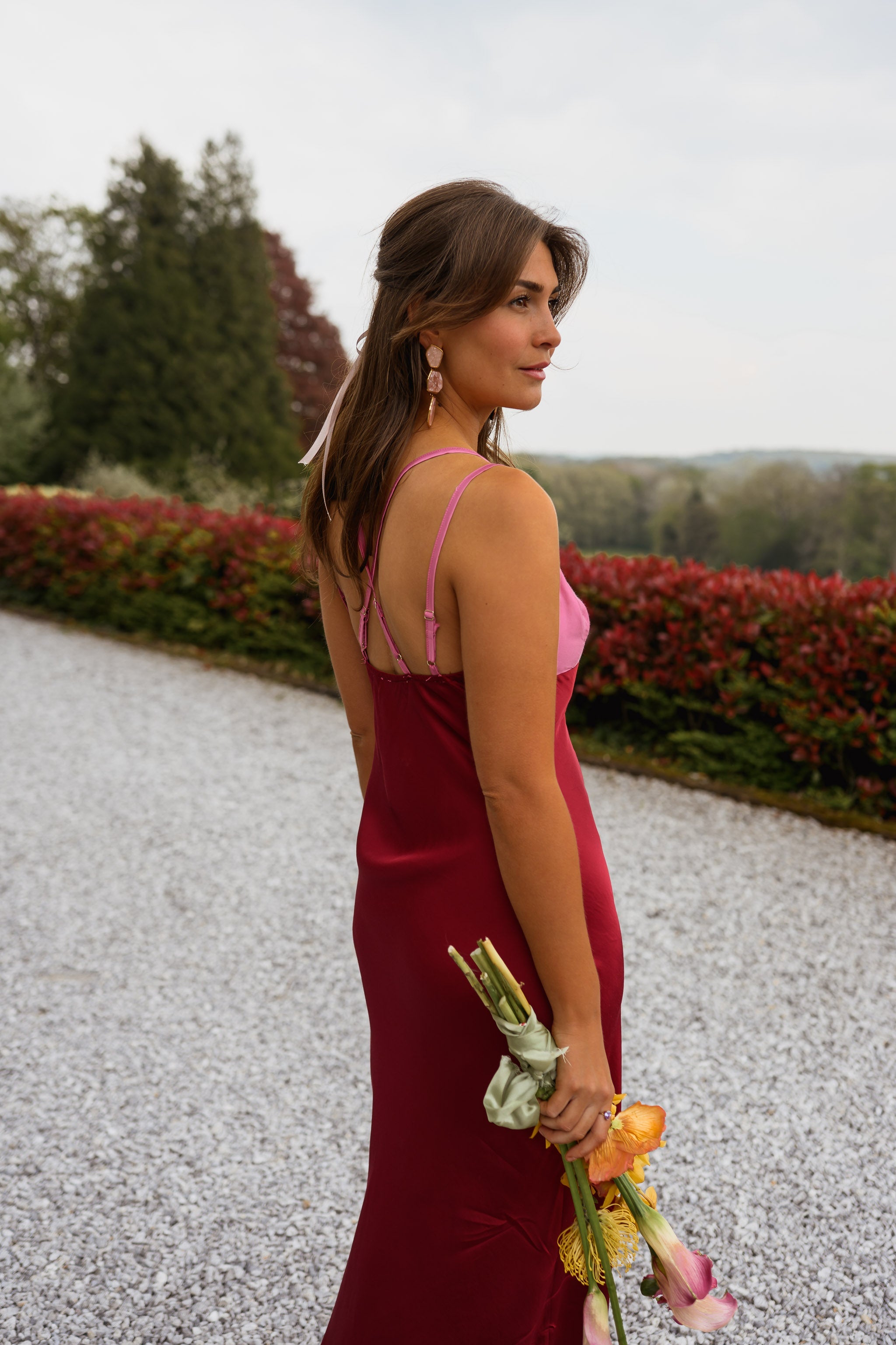 Pink And Burgundy Farah Dress